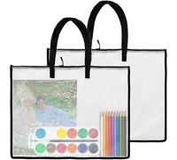Zwfjcmsa Bolsas de portafolio de arte de 19 x 25 pulgadas, carpeta transparente para obras de arte, bolsas de almacenamiento impermeables para pósteres + asa para tablero de dibujo, 2 unidades, ver