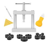 Zwfjcmsa Juego de herramientas de prensa de reloj, juego de prensa de reloj, de caja trasera con 12 moldes, prensa de cristal de reloj, para cerrar tapas, Como se muestra en la imagen.