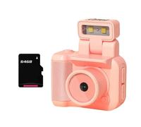 Zwfjcmsa Mini cámara estilo SLR Cmos de 64 GB con luz de flash y base de carga, grabadora de vídeo portátil DV 1080P con pantalla LCD C