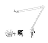 Zwfjcmsa Soporte de brazo de micrófono para grabación, podcasting, brazo de tijera de suspensión ajustable con filtro, soporte de choque