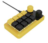 Zwfjcmsa Teclado macro personalizado con cable RGB de 12 teclas, botón de copia, pegar, mini teclado para juegos, intercambio en caliente, macropad amarillo y negro