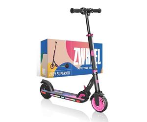 ZWHEEL ZTOY SUPERKID | Patinete Eléctrico para Niños & Niñas - Altura Ajustable - hasta 70kg - 150W, 10km Autonomía, 19km/h, Luces RGB, Doble Freno - Ruedas Antipinchazo (Rosa)