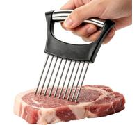 Zwiebelhalter Schneiden - 14 x 9,5 x 1,5 cm Edelstahl Schneidehilfe, Fruchtschneider, Präziser Lebensmittelhalter Multifunktional | Praktisches Küchenwerkzeug für Tomatenvorbereitung Fleischportionier