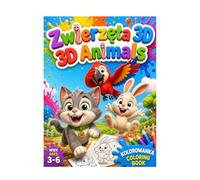Zwierzęta 3D Kolorowanka dla dzieci w wieku 3-6 lat | 3D Animals Coloring Book for Kids | Ages 3-6: 3D Animals | Bilingual English-Polish | Toddlers & Preschoolers (Learn &Trace Coloring Series)