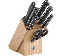 ZWILLING Bloque de cuchillos, 8 piezas, Bloque de bambú, Cuchillo y tijeras de acero inoxidable especial / mango de plástico, Twin Chef