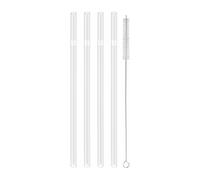 ZWILLING Pajitas rectas reutilizables de vidrio borosilicato para bebidas frías o calientes, pack de 4 pajitas + 1 cepillo para limpiar, longitud 23 cm, color: transparente, serie Sorrento