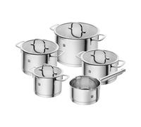 ZWILLING TrueFlow - Juego de 5 cacerolas con función de vertido, inducción, acero inoxidable, color plateado, 5 piezas