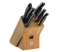 ZWILLING Bloque de cuchillos Twin Pollux 7 piezas, bloque de bambú, mango acero inoxidable/plástico