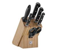 ZWILLING Bloque de cuchillos, 7 Piezas, Bloque de bambú, Cuchillos y tijeras de acero inoxidable especial/Mango de plástico, Profesional S