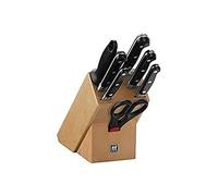 ZWILLING Bloque de cuchillos, 8 piezas, bloque de madera, cuchillos y tijeras de acero inoxidable especial/mango de plástico, Profesional S
