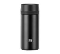 ZWILLING THERMO Botella térmica, Colador integrado, Botella térmica para té y agua infusionada, Aislamiento de doble pared, 420 ml, Altura: 17,2 cm, Negro