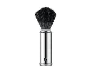 ZWILLING Brocha de afeitar (apta para viajar, pelo sintético, cabezal de afeitado desenroscable, vegana, cuidado extra fácil y cerdas suaves), plateada
