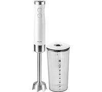 ZWILLING ENFINIGY Batidora de mano de acero inoxidable, Cuchilla tipo aleta de acero inoxidable y vaso medidor de 600 ml, Plata-Blanco