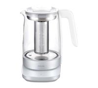 ZWILLING ENFINIGY Hervidor de vidrio con colador de té, Ajuste de temperatura y temporizador de té, 1850 W, 1,7 l, Blanco