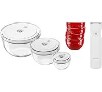 ZWILLING Fresh & Save BOWLS - Juego de iniciación al vacío (11 piezas, vidrio/cerámica, S-12 cm, M-18 cm, L-24 cm), bomba