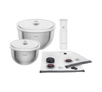 ZWILLING Fresh & Save BOWLS - Juego de iniciación al vacío (9 piezas, cuenco de acero inoxidable, 18 cm, L-24 cm, bolsa, bomba)