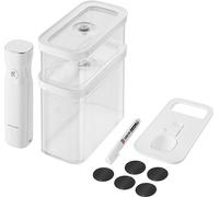 ZWILLING FRESH & SAVE CUBE Juego de iniciación al vacío, Tamaño M, Juego de almacenamiento al vacío de 5 piezas, incluye 2x Contenedores CUBE M, Bomba de vacío, Cuchara medidora, Etiquetas NFC