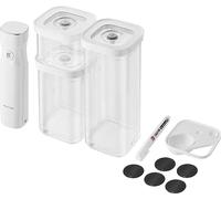 ZWILLING FRESH & SAVE CUBE Juego de iniciación al vacío, Tamaño S, Juego de almacenamiento al vacío de 6 piezas, incluye 3x Contenedores CUBE S, Bomba de vacío, Cuchara medidora, Etiquetas NFC