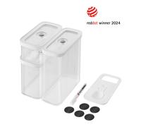 ZWILLING Fresh & Save Cube - Set de almacenamiento de 5 piezas, tamaño mediano, incluye 2 cubos medidores, tazas medidoras, etiquetas NFC