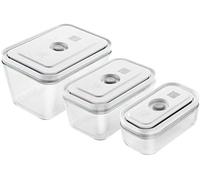 Zwilling – Set de tápers Fresh & Save – Vidrio borosilicatado al vacío, 3 piezas S/M/L, gris