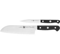 ZWILLING Gourmet Set de Cuchillos, 2 Piezas (Para Picar/Decorar 10cm, Santoku 18cm), Acero Inoxidable, Mango Ergonómico, Negro - Made in Germany