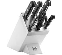 ZWILLING Gourmet Taco de Cuchillos Autoafilable 7 Piezas, Made in Germany | Juego de Cuchillos de 6 Piezas, Acero Especial Inoxidable, Blanco