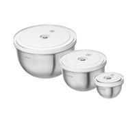 Zwilling - Juego de 6 ensaladeras al vacío frescas y save - 12-18-24 cm, acero inoxidable, plata - ZWILLING