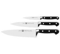Zwilling Juego de cuchillos, 3 piezas, cuchillo para manteca de cerdo, cuchillo para carne, cuchillo de chef, Mango especial de acero inoxidable/plástico, Professional S