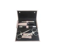 Zwilling - Juego de manicura de 5 piezas - Manicura - Tijeras de uñas - Pinzas - Cuidado de uñas - Estuche de botón - Estuche de cuero - 13,8 x 6,5 x 2,5 cm - Rosa Antiguo
