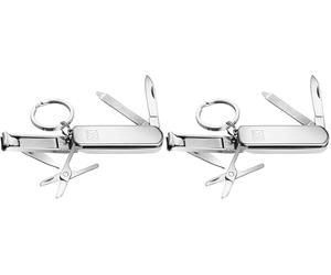 ZWILLING Manicura pedicura multiherramienta (llavero con tijeras de uñas, cortaúñas y lima de uñas), plata, 60 mm (Paquete de 2)