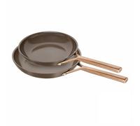 ZWILLING Milano - Juego de 2 sartenes (24 cm + 28 cm, aluminio, aptas para inducción, antiadherentes de cerámica, sin PFAS, aptas para lavavajillas, fabricadas en Italia), color marrón