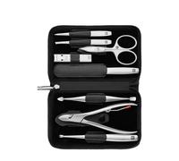 ZWILLING Set de manicura y pedicura 8 piezas, set completo para el cuidado de las uñas, tamaño viaje, cuero, Premium, Negro