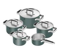 ZWILLING Pure - Batería de cocina (5 piezas, acero inoxidable 18/10, revestimiento exterior de cerámica, asas Stay Cool), color verde