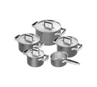 ZWILLING PURE - Juego de 5 cacerolas (5 piezas, acero inoxidable 18/10, revestimiento exterior de cerámica, asas Stay Cool), color gris antracita