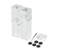 ZWILLING FRESH & SAVE CUBE Set, Tamaño S, Juego de almacenamiento de 6 piezas, incluye 3x Contenedores CUBE S, Cuchara medidora y Etiquetas NFC