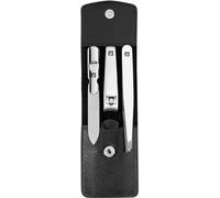 Zwilling Set de manicura (3 Piezas, Cuidado de uñas y pedicura, Estuche de Piel auténtica, con cortaúñas), Acero Inoxidable Pulido, Negro