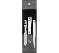 ZWILLING Set de manicura (3 piezas, cuidado de uñas y pedicura, estuche de piel auténtica, con cortaúñas), acero inoxidable pulido, antracita