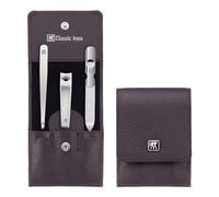 ZWILLING Set de manicura (3 piezas, cuidado de uñas y pedicura, estuche de piel auténtica, con cortaúñas), acero inoxidable pulido, rojo