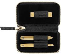 ZWILLING Set de manicura (3 piezas, estuche de piel auténtica negra, cuidado de manos y pies, set de viaje, con cortaúñas), Premium, Edición Oro