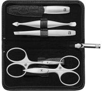 ZWILLING Set de manicura (5 piezas, estuche de piel de yak, cremallera, con tijeras para uñas y cutículas), premium, negro