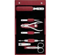ZWILLING Set de manicura (7 piezas, set de pedicura, estuche de viaje, cuidado de uñas, piel auténtica), acero inoxidable pulido, rojo