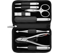 ZWILLING Set de manicura y pedicura 8 piezas, set completo para el cuidado de las uñas, tamaño viaje, cuero, Premium, Negro