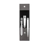 ZWILLING Set de manicura con cortaúñas, lima y pinza, 3 piezas, Classic | Set compacto en estuche de piel vacuna antracita para manicura y pedicura precisas durante los viajes