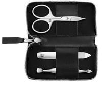 ZWILLING Set de manicura y pedicura de 3 piezas con cortauñas, estuche de cuero de manzana vegano, negro