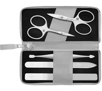 ZWILLING Set de manicura y pedicura de 5 piezas, tijeras combinadas para uñas, estuche de cuero de manzana vegano, gris