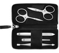 ZWILLING Set de manicura y pedicura de 5 piezas, tijeras para uñas y lima de uñas, estuche de cuero de manzana vegano, negro