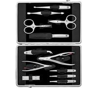 ZWILLING Set de manicura y pedicura de piel de vaca de 12 piezas con cremallera, Premium, Negro