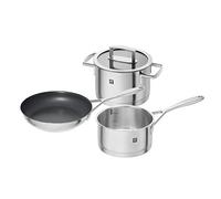 ZWILLING Set de olla con sartén, 3 piezas, 1 tapa, Apto para inducción, Acero inoxidable, Vitality
