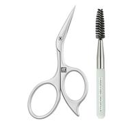 ZWILLING Tijeras para cejas (con diseño de tijera en ángulo y cuchillas ultrafinas con cepillo para cejas), premium, plata