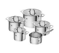 ZWILLING TrueFlow - Juego de 5 cacerolas con función de vertido, inducción, acero inoxidable, color plateado, 5 piezas